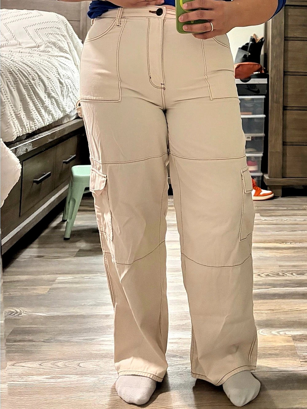 SO High Rise Cargo Wide Leg Pants Beige XL